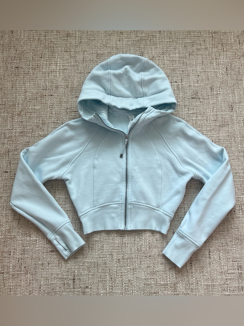 Lululemon Cropped Light Blue Hooded Zip Jacket
